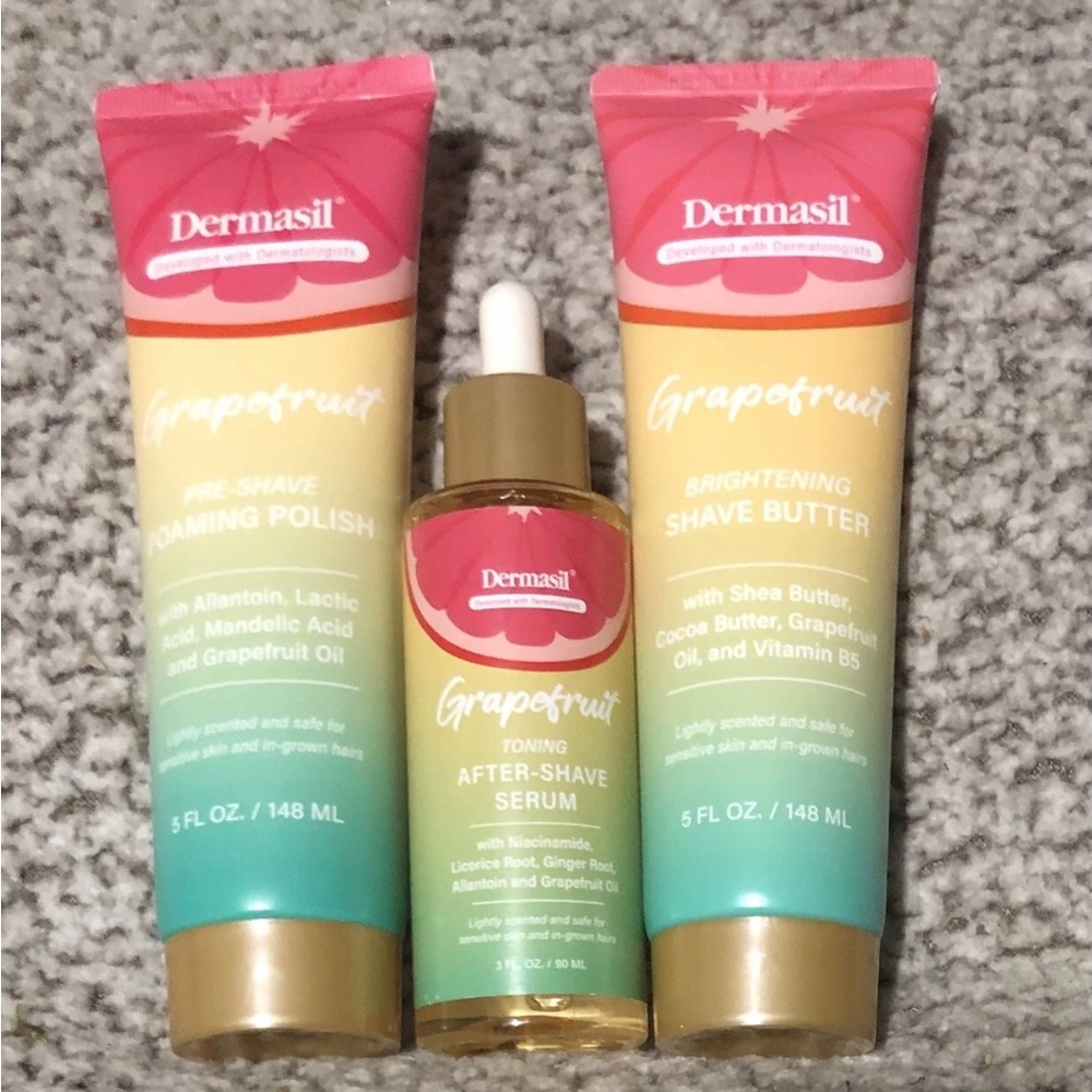 DERMASIL Grapefruit Shave Set Pre-Shave Foaming Polish Shave Oil Serum Set Of 3